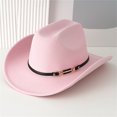 thumbnail image 6 of RUINIXCW Western Cowboy Hat for Men Women Cowgirl Hat Classic Felt Roll Up Fedora Hat with Buckle Belt Wide Brim Jazz Hat Themed Party Cap Wedding Party Costume, 6 of 8