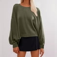 thumbnail image 2 of hxobax Womens Fall Oversized Sweatshirts Teen Girls Drop Shoulder Lantern Sleeve Crop Pullover Tops, 2 of 8