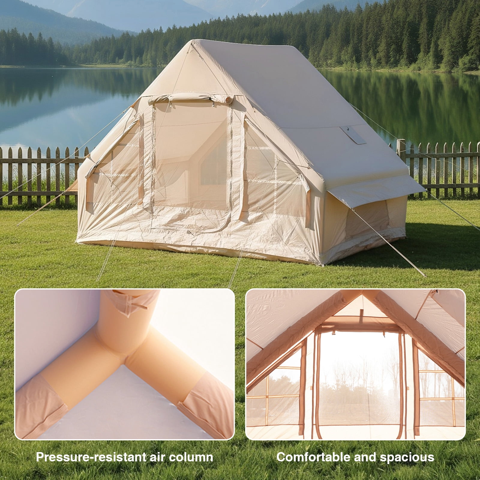 Btidfty Air Glamping Tents with Pump Glamping Camping Tents House Waterproof Oxford for 4 Seasons