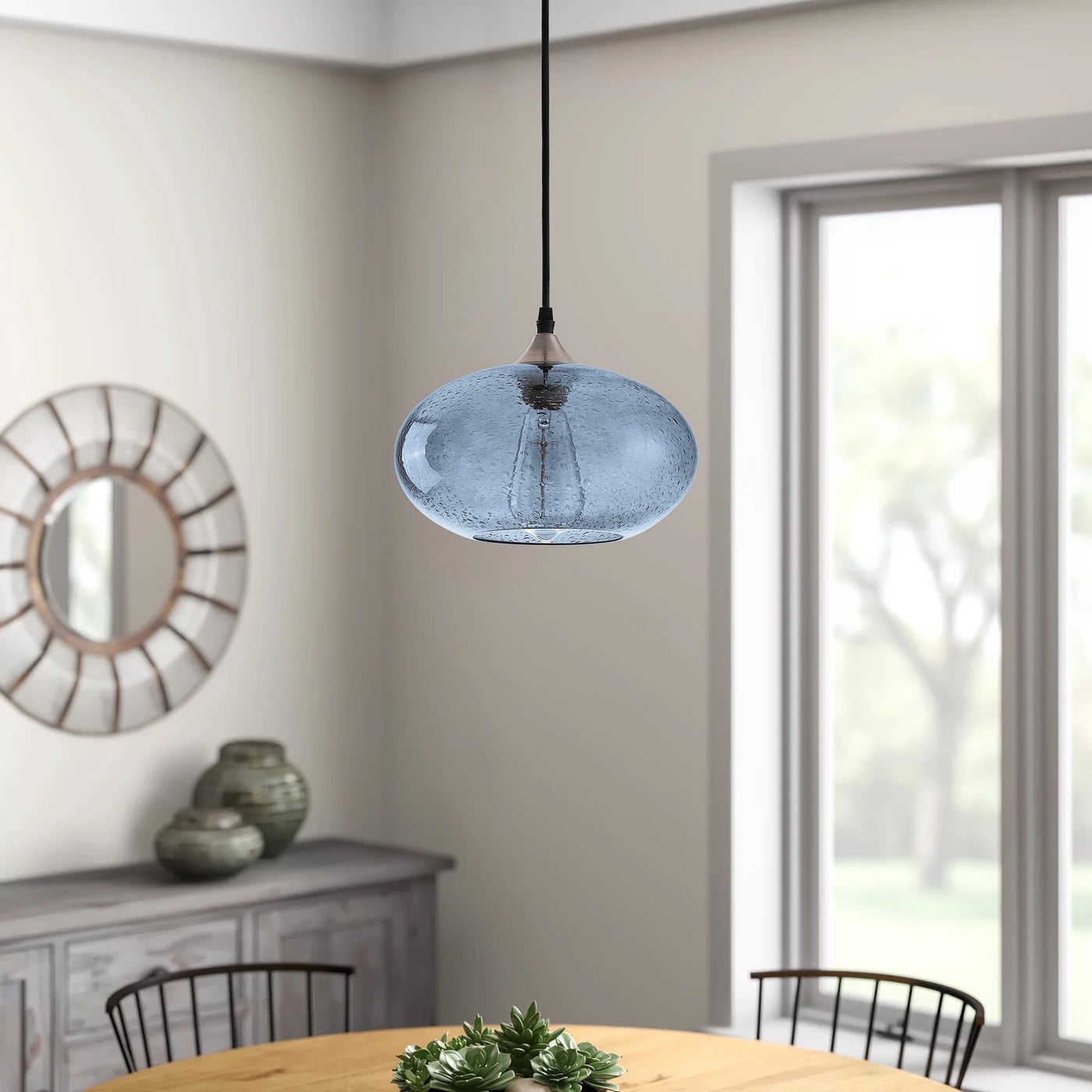 Aiwen Blue Glass Pendant Light Kitchen Modern Ceiling Lamp E27 Base Light Fixture