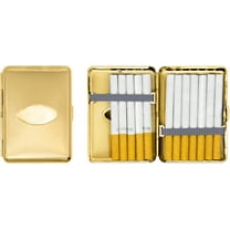 Set of 2 Compact Metal-Plated King Size Cigarette Case With Elastic Bands (Gold Oval)