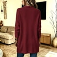 thumbnail image 3 of vzibsiv Cardigan for Women Long Sleeve Open Front Knit Fleece Jacket with Pockets Fall Winter Outfits Red Size M, 3 of 6