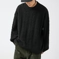 thumbnail image 4 of JUUYY Plus Size Sweaters for Men Cable Knit Crewneck Loose Pullover Long Sleeve Casual Jumper Tops Trendy Comfy Solid Color Sweater Black M, 4 of 5