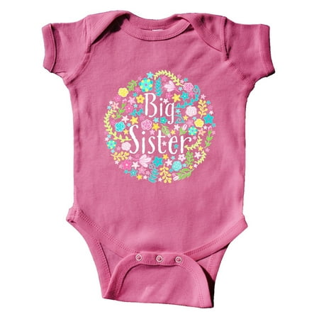 

Inktastic Big Sister with Flower Circle Gift Baby Boy or Baby Girl Bodysuit