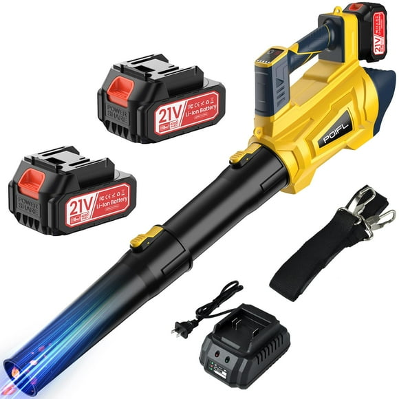Leaf Blower, 21V Leaf Blower Cordless, 500 CFM/180 MPH, 6 Speed Leaf Blowers with 2 x 4.0AH Batteries and Fast Charger, with Shoulder Strap for
