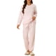 thumbnail image 1 of Conjuntos de pijama de franela de invierno para mujeres INSPIRE CHIC, de manga larga, ropa de estar por casa, XL, estampado de corazones, rosa y blanco, 1 of 7