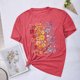thumbnail image 5 of Camisetas de Verano de Mujer Pequeña Flor Impresa Cuello Redondo Manga Corta Superior, Verano Superior de las Mujeres, 5 of 8