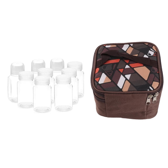 LAZIOEGR Outdoor 9‑Piece Camping Spice & Seasoning Kit – Durable Oxford Cloth Bag with 3 Liquid & 6 Powder Bottles, Portable Handheld, Ideal for Hiking, BBQ, Fishing