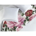 thumbnail image 2 of Blooming Roses Bed Runner, Romantic Pattern of Garden Scene Floral with Falling Leaves Art, Decorative Accent Bedding Scarf for Hotels Homes & Guest Rooms, King, Pale Pink Peacock Green, by Ambesonne, 2 of 3