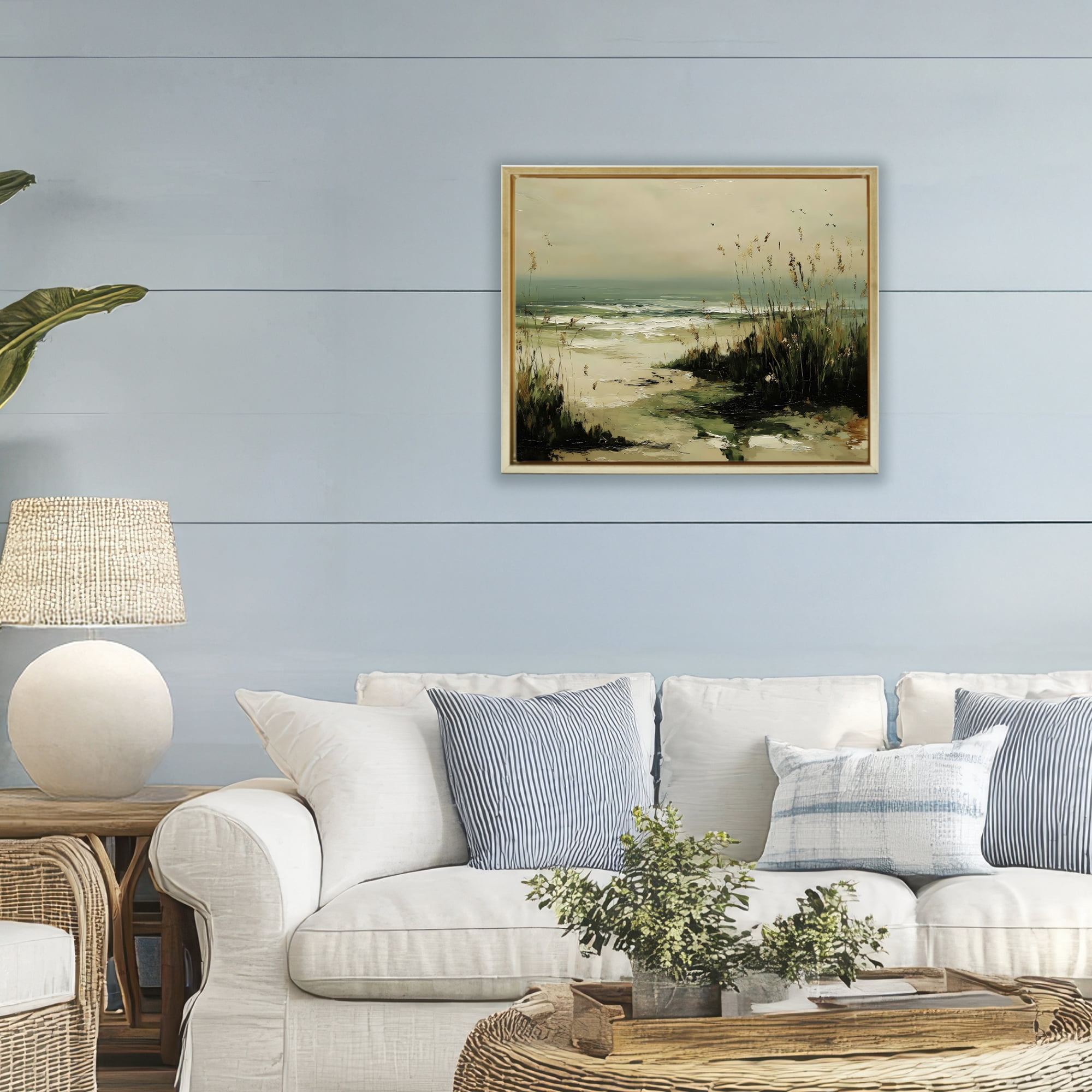 Stupell Industries Sea Oats on the Beach Gold Framed Floater Canvas Wall Art, design by Franklyn Gregory