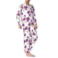 thumbnail image 2 of Salouo Orchids Flowers Print Button-Front Long Sleeve Pajama Set for Men, Soft 2Pjs Men's Long Sleeve Sleepwear-X-Large, 2 of 7