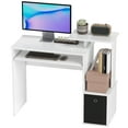 thumbnail image 1 of HOMCOM Computer Desk with Fabric Drawer & Keyboard Tray, Study Desk, White, 1 of 10