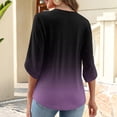 thumbnail image 6 of Womens Dressy 3/4 Sleeve Tops Trendy Cut V Neck Gradient Tunic Shirts Cute Casual Blouses Spring Summer Outfits Purple M, 6 of 6