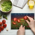 thumbnail image 4 of Flower Cutting Board, Meadow with Grass and Poppies Dark Dramatic Sky in the Background, Decorative Tempered Glass Cutting and Serving Board, Small Size, Green Scarlet Cadet Blue, by Ambesonne, 4 of 5