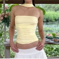 thumbnail image 2 of Women Y2k Tube Tops Strapless Sleeveless Crop Going Out Top Slim Fit Backless Bandeau Aesthetic Clothes Light Yellow M, 2 of 8