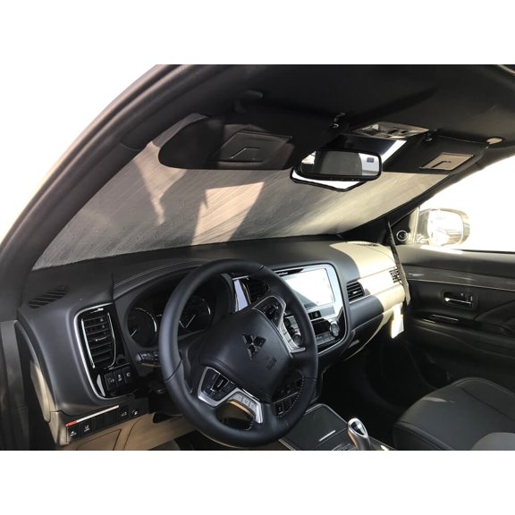 HeatShield, The Original Windshield Sun Shade, Custom-Fit for Mitsubishi Outlander SUV w/Sensor 2017, 2018, 2019, 2020, Silver Series