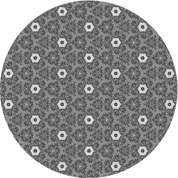 Ahgly Company Machine Washable Indoor Round Transitional Dark Gray Area Rugs, 5' Round