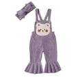 thumbnail image 2 of Aojekbee Baby Girl Summer Overalls Casual Bear Embroidery Sleeveless Flared Romper Jumpsuit and Headband Set Cute Fashion Clothes, 2 of 10