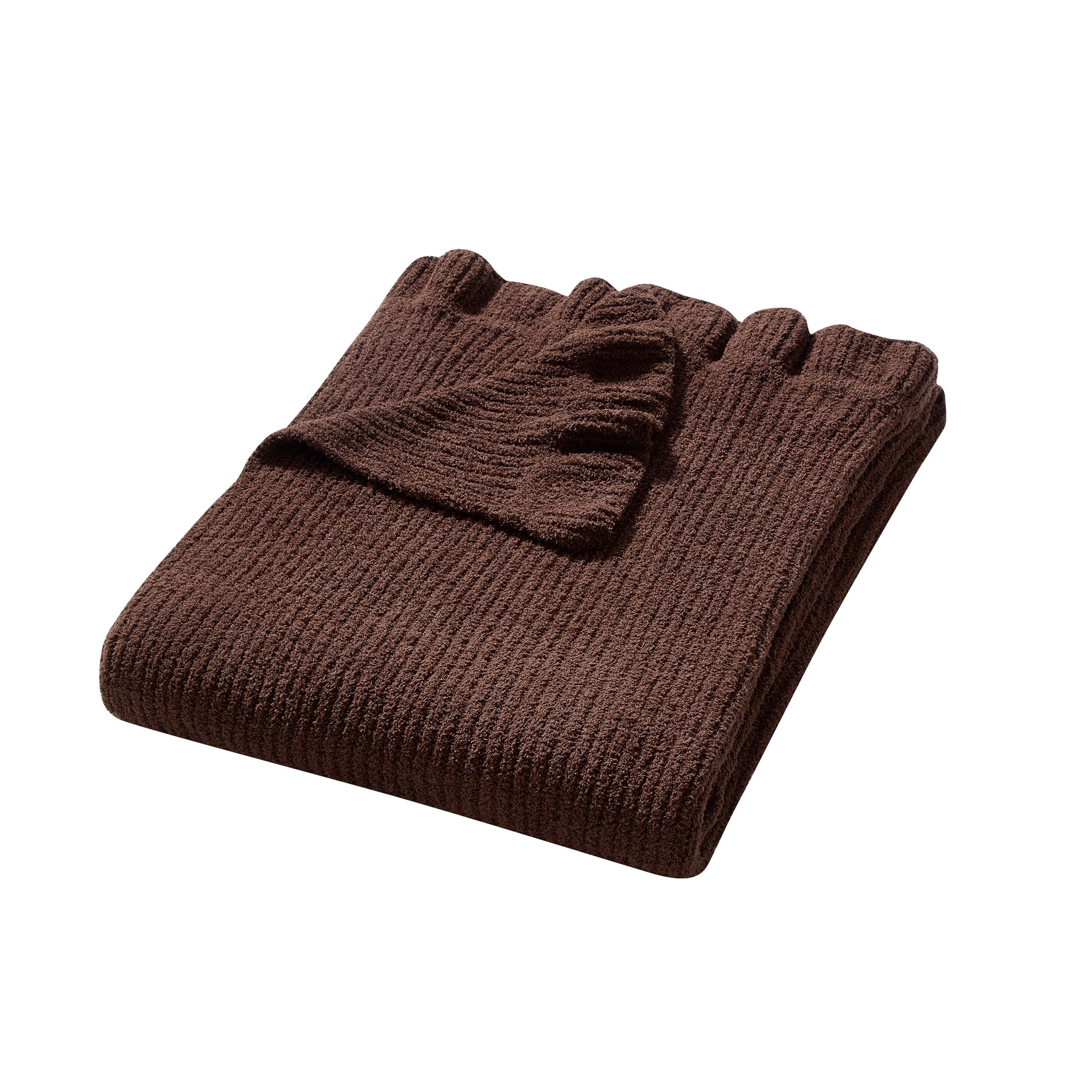 My Texas House Brown 60" x 70" Rib Knit Ruffle Throw Blanket