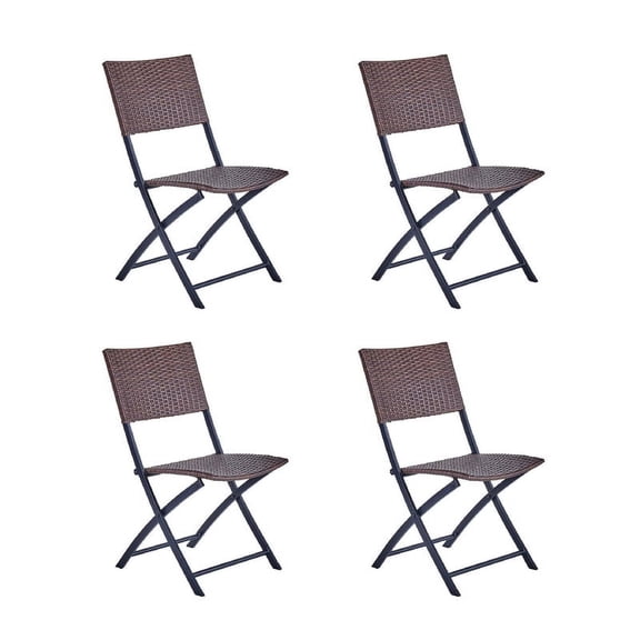 Set de 4 Sillas Plegables para Jardín y Exteriores de Rattan Durable NATERIAL ZENA