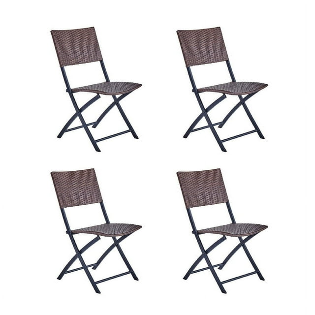 Set de 4 Sillas Plegables para Jardín y Exteriores de Rattan Durable NATERIAL ZENA