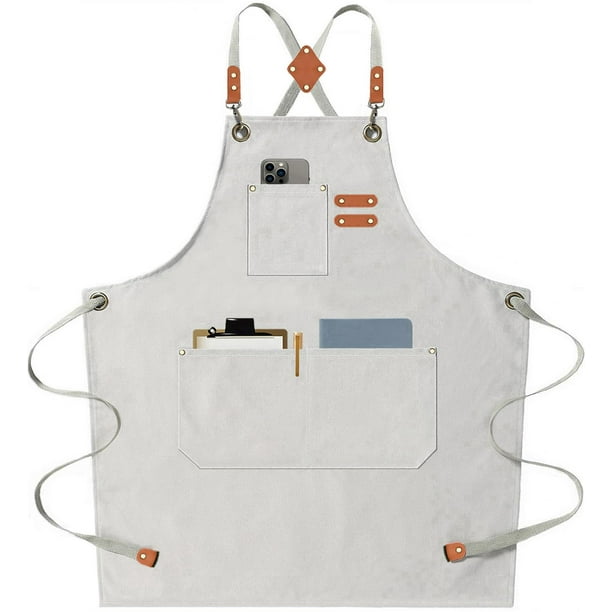 Delantal de lona Apron AFUN Chef para hombre y mujer, color beige