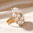 thumbnail image 5 of Bollywood Style Big Luxury Fashion Statement Adjustable Kundan Flower Finger Ring For Women, 5 of 7