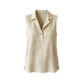 thumbnail image 3 of cocolona Womens Summer Linen Tank Tops Lapel Sleeveless Button Shirts Trendy Casual Solid Color Blouses, 3 of 6