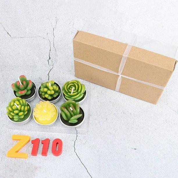 Juego de 12 velas decorativas de cactus suculentas, lindas plantas suculentas sin humo, perfectas para velas, festivales, accesorios de boda y casa