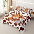 thumbnail image 3 of jejeloiu Colorful Sprint Floral Quilt Full Kids,Farm Animal Highland Cow Full Bedspread Sets,3pcs, 3 of 7