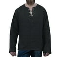 thumbnail image 1 of T-Shirts for Man Winter Vintage Hoodless Drawstring Long Sleeve Black Fall Tops size L, 1 of 4