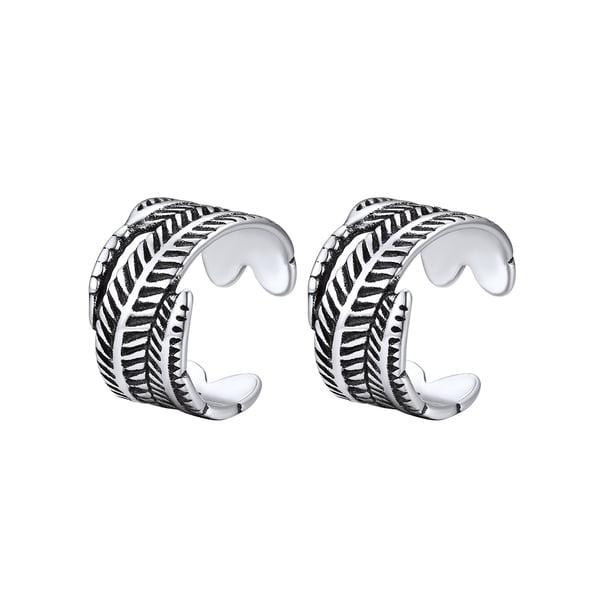 Pendientes abiertos de plata esterlina Silvora Feather Ear Cuff para hombres y mujeres ajustable sin perforación para Halloween Cosplay Fiesta