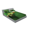 thumbnail image 2 of Ambesonne Green Fitted Sheet & Pillow Sham Set, Exotic Wild Macro Leaf, Queen, Green, 2 of 2