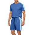 thumbnail image 4 of hotojiny Mens Short Sets 2 Piece Outfits Casual Summer Tracksuits Fashion Short Sleeve T Shirt and Shorts Set Sweatsuit(Light Blue,Medium), 4 of 7