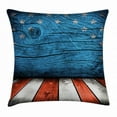 thumbnail image 1 of Primitive Country Decor Throw Pillow Cushion Cover, Rustic Empty Wooden Interior with American Flag Design Print, Decorative Square Accent Pillow Case, 16 X 16 Inches, Blue Red White, by Ambesonne, 1 of 2