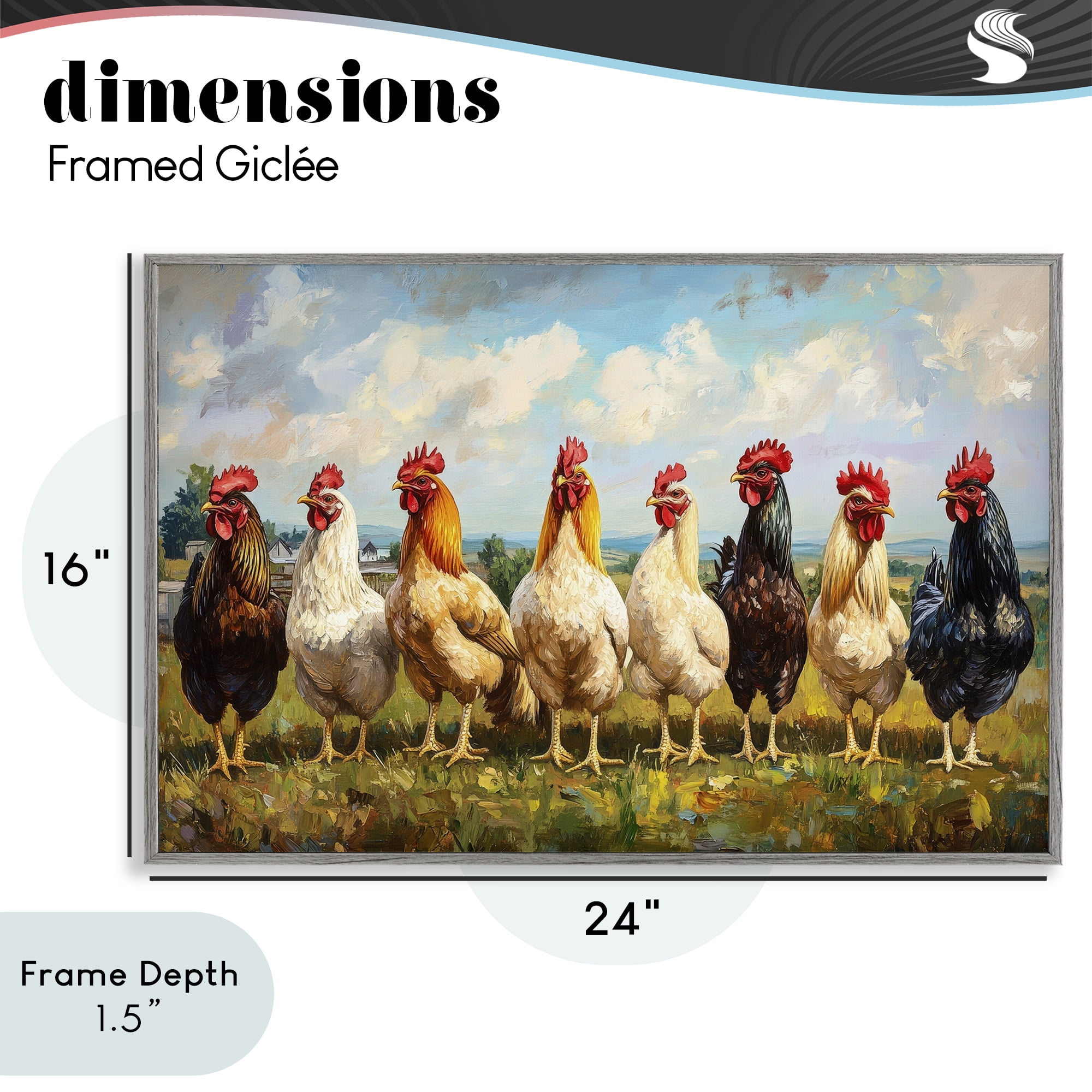Stupell Industries Chicken Brood on Horizon Gray Framed Giclee Art, design by Petal Prints Design