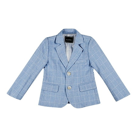 

LNWUY Boys Blazer 2 Button Notched Lapel Casual Kids Teen Suit Jacket Coat School Uniform Party Prom 2-14 Years Blue 110