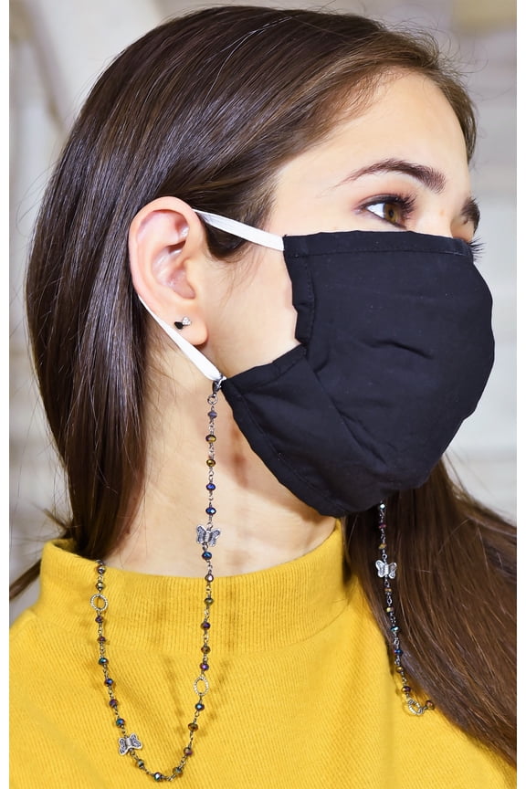 The Color Craft Convertible Mask Chain, Necklace, Eyeglass Chain BUTTERFLY Metallic Rainbow for Women Mask Holder - 4016