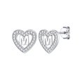 thumbnail image 1 of Pendientes de botón Silvora Corazón Inicial Plata Esterlina Letra M, 1 of 8