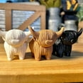 thumbnail image 4 of Highland Cow Statue Waterproof Anti-Drop Scratch-Proof Fadeless Collectible Clear Texture Stable Base Bonsai Layout Cow Sculpture Garden Decor, 4 of 12