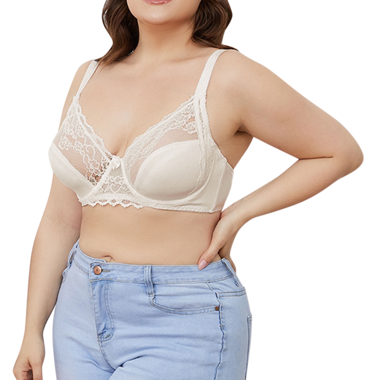 LEEy-World Plus Size Lingerie Compression Wirefree High Support Bra for  Women S to Plus Size Everyday Wear, Exercise and Offers Back Support  Beige,85