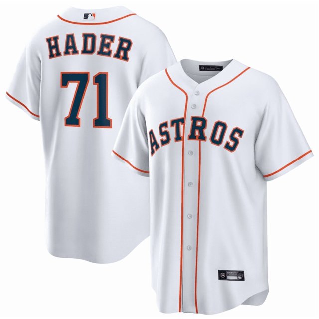Camiseta clásica de béisbol blanca de local de Josh Hader de los Houston Astros, con número de estrella bordado.-XL