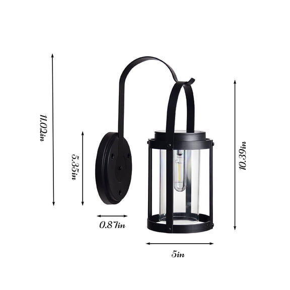 Rkxzt Solar Lights 1PC Solar Lantern Outdoor Lights with Wall Mount Kit,Hanging Wireless LED for Garden Porch Fence,Black Lighting Ceiling