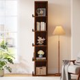 thumbnail image 3 of Tribesigns 70.9" Tall Narrow Bookcase, 5-Tier Slim Cube Wooden Bookshelf with Side Storage, 3 of 7