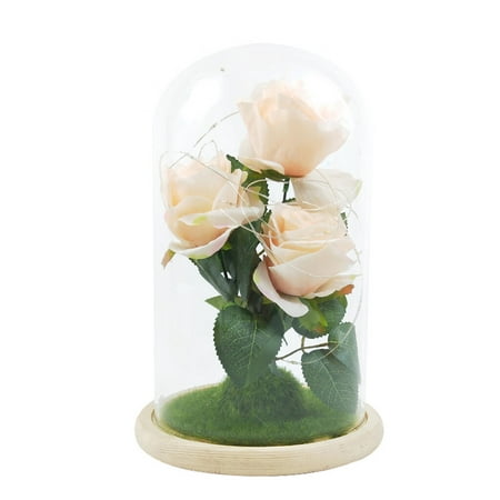 

Romantic Immortal Flower Micro Landscape Rose Simulation Glass Shade Led Llight Class