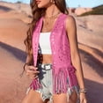 thumbnail image 7 of UAMVSH Womens Vest Tassel Open Front Suede Cardigan Lightweight Casual Sleeveless Cropped Jacket Vintage Western Outfits, 7 of 7