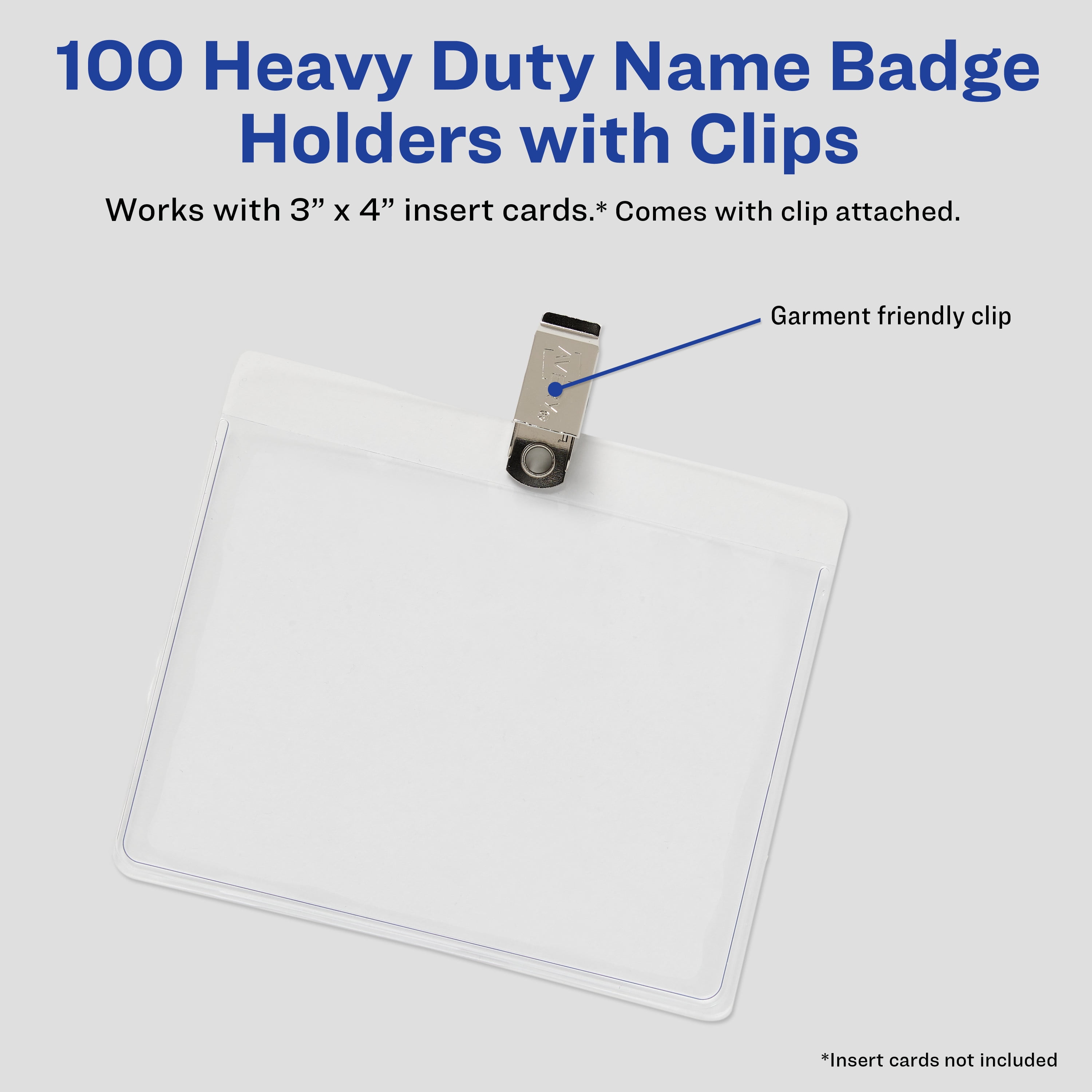 Avery Heavy Duty Badge Holders with Clips, 3" x 4" (2923)