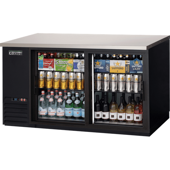 Everest Refrigeration EBB69G-SD Back Bar Cooler Cabinet 2 Glass Sliding Doors, 115v, NSF - 20 cu. ft.