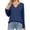 Navy, variant on asjyhkr Womens Blouses Long Sleeve V Neck Pullover Casual Solid Color Loose Breathable Lightweight Hiking Vacation Outdoor Tops