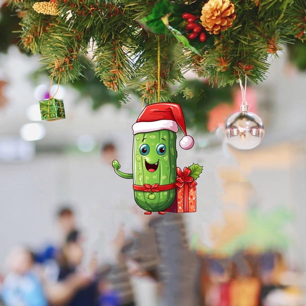 Multi Functional Acrylic Decorative Christmas Tree Pendant Cute Mini Cucumber Christmas Pendant